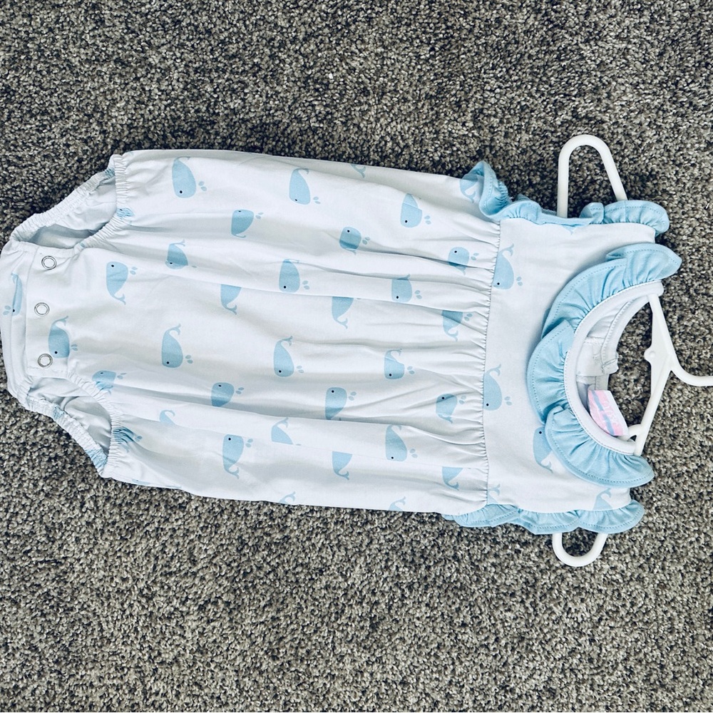 Blue Whale Print Kids One Piece